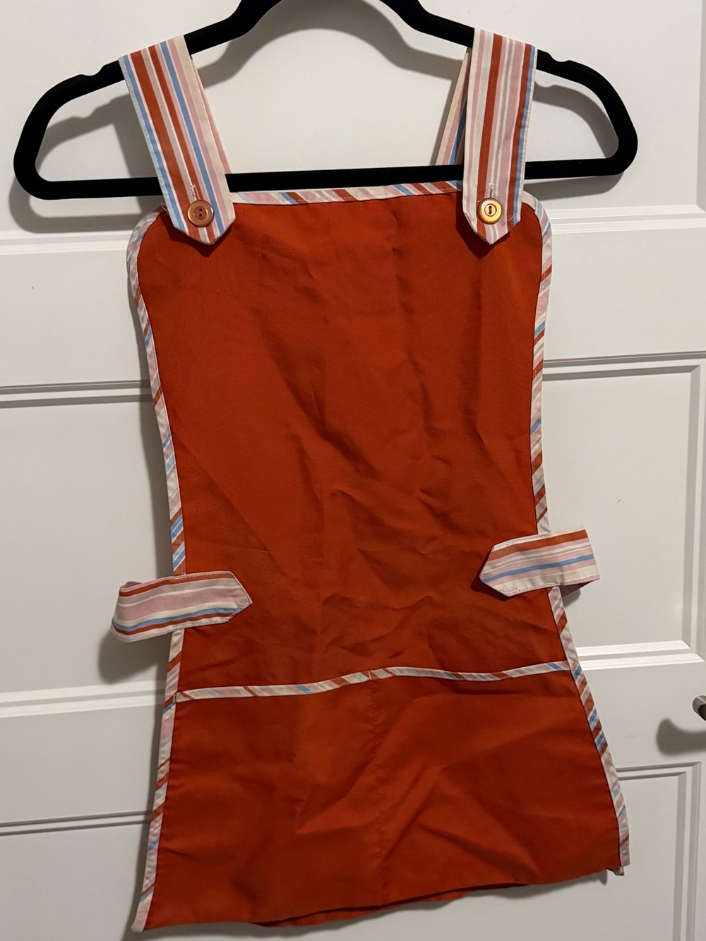 Vintage Angelica Waitress Apron Uniform Orange Retro Diner Server Smock USA